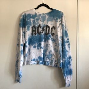 ❌SOLD❌AC/DC Blue & White Tie-dye Graphic Tee